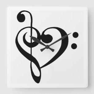 HORLOGE CARRÉE "HEART SHAPED MUSICAL NOTE" CLOCK