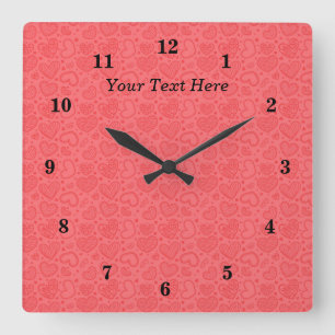 Horloge Carrée Hearts Wall Clock Love - Your Special Text