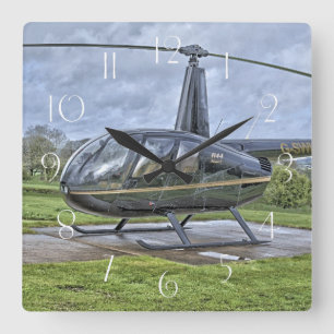 Horloge Carrée hélicoptère Robinson R44
