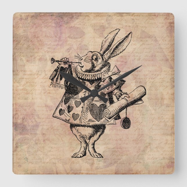 Horloge Carrée Herald White Rabbit Alice au pays des merveilles F (Recto)
