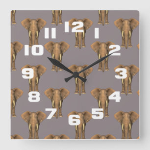 Horloge Carrée Herd d'Eléphants