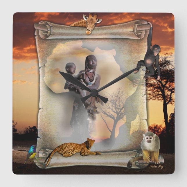 Horloge Carrée Heure africaine (Recto)