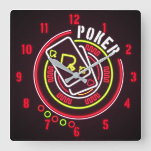 Horloge Carrée Heure De L'Horloge Mur De Poker