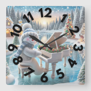 Horloge Carrée Heure du mur de neige 10 "