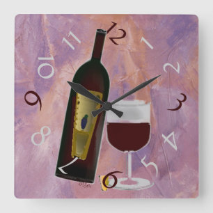 Horloge Carrée Heure pour le verre de vin