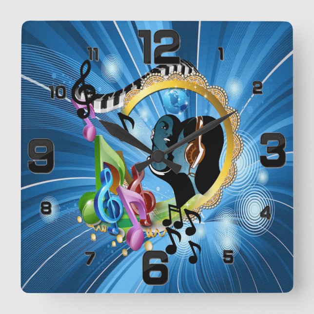 Horloge Carrée Heures de lecture de musique (Recto)