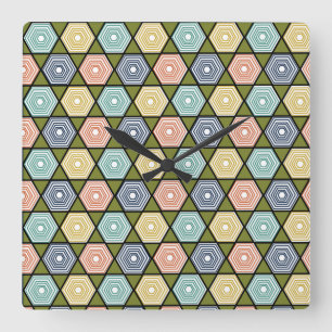 Horloge Carrée Hexagons et triangles
