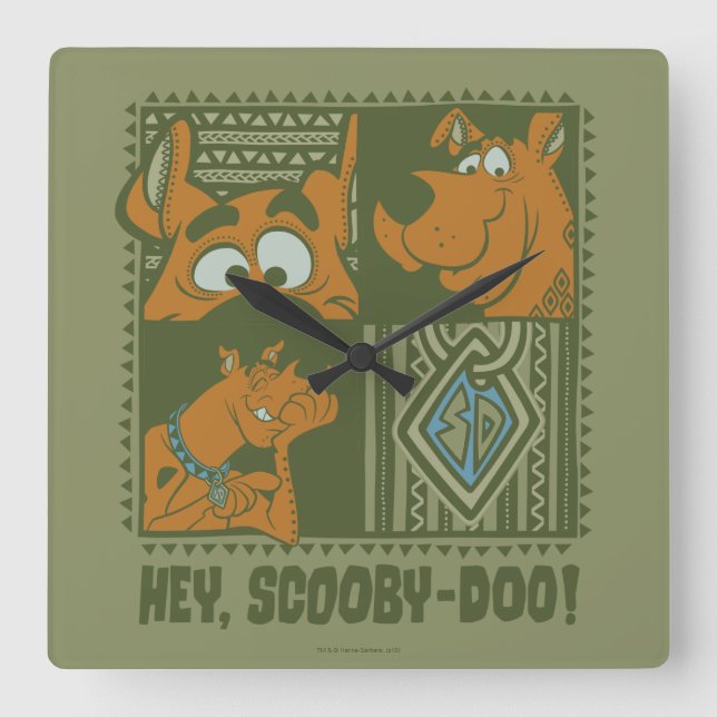 Horloge Carrée Hey Scooby-Doo Carré tribal Graphic (Recto)