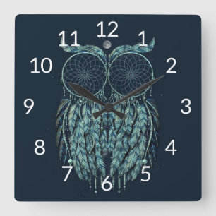 Horloge Carrée Hibou
