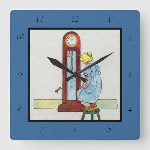 Horloge Carrée Hickory, Dickory, Dock Mother Goose Nursery Rhyme