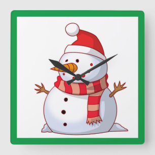 HORLOGE CARRÉE HIVER SNOWMAN