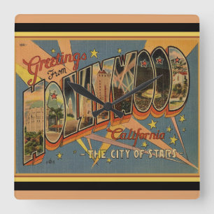 Horloge Carrée Hollywood nostalgique