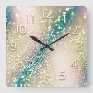 Horloge Carrée Holographie rose Turquoise PARTIES SCINTILLANT 3D