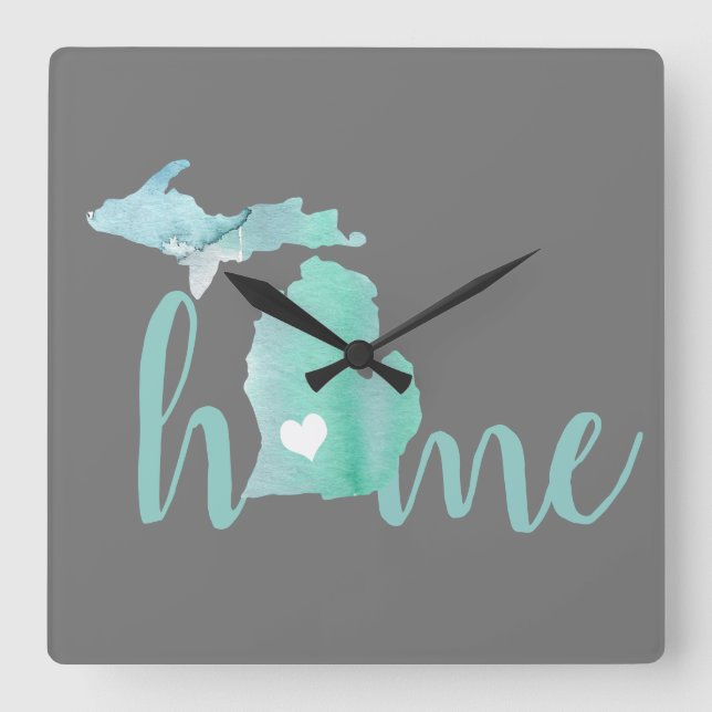 Horloge Carrée Home State Is Michigan Silhouette (Recto)