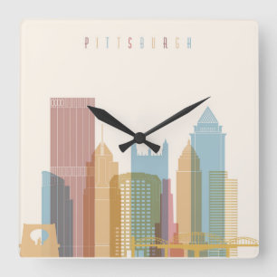 Horloge Carrée Horizon de ville de Pittsburgh, Pennsylvanie  