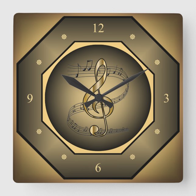 Horloge Carrée Horloge-estragon ~ Défilement musical ~ G Clé ~ Oc (Recto)