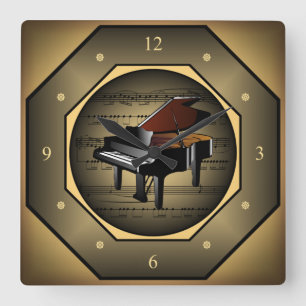 Horloge Carrée Horloge-Tagon ~ Piano ~ Partition Musique ~ Unique
