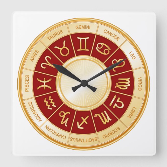 Horloge Carrée Horoscope Mandala (Recto)