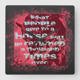 Horloge Carrée Horse Quote II - Wall Clock
