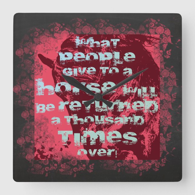 Horloge Carrée Horse Quote II - Wall Clock (Recto)