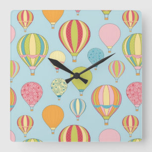 Horloge Carrée Hot Air Balloon