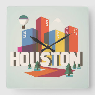 Horloge Carrée Houston Cityscape Design