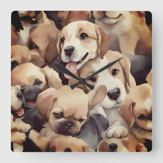 Horloge Carrée How many brown puppies