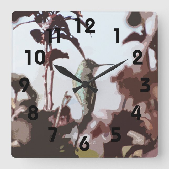 Horloge Carrée Hummingbird (Recto)
