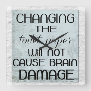 Horloge Carrée humour de papier hygiénique