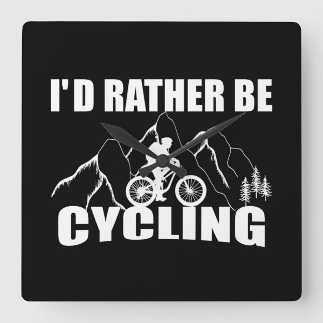 Horloge Carrée Humour VTT - Cyclisme Drôle (Recto)