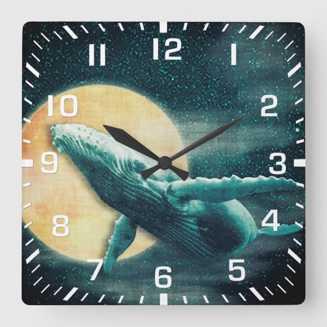Horloge Carrée Humpback Whale (Recto)
