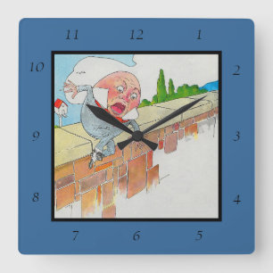 Horloge Carrée Humpty Dumpty sur le mur mère oie rime