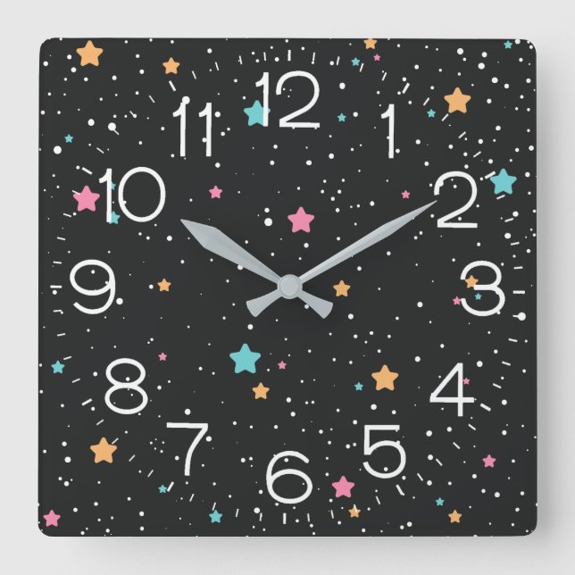 Horloge Carrée Huter Space Stars Square Wall Clock (Recto)