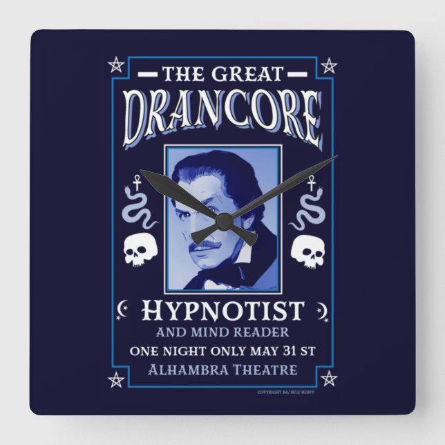 Horloge Carrée Hypnotiseur classique victorien vintage (Recto)