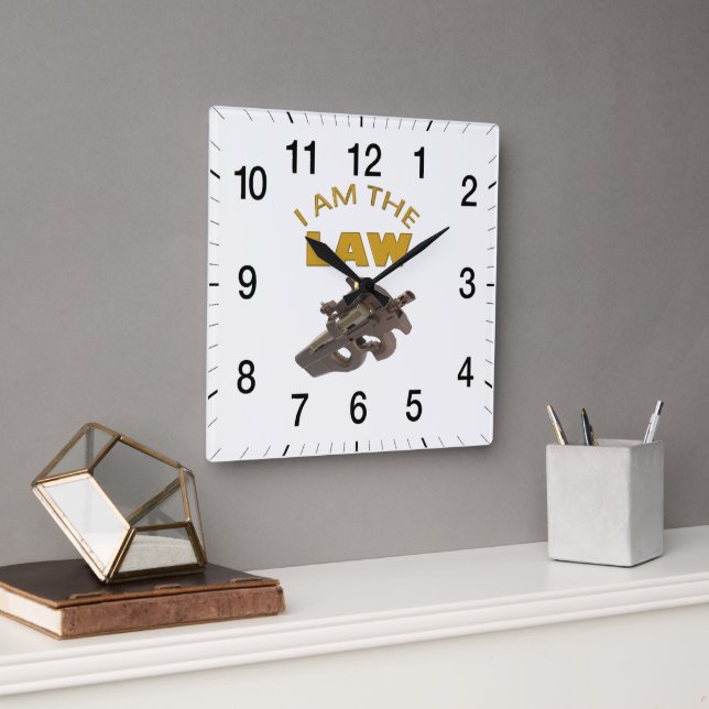 Horloge Carrée I am the law with a m4a1 machine (Bureau)
