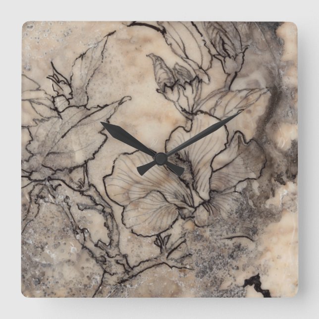 Horloge Carrée I floral tatoué (Recto)