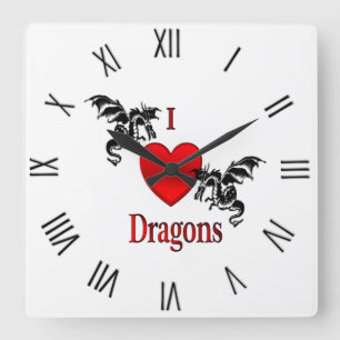 Horloge Carrée I Heart Dragon