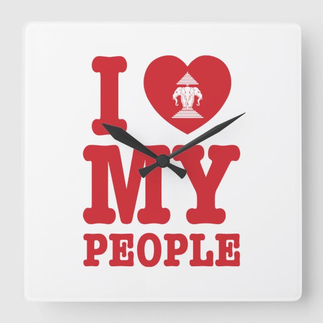 Horloge Carrée I Heart (Love) Erawan My Lao People (Recto)