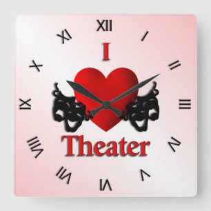 Horloge Carrée I Heart Theater Pink