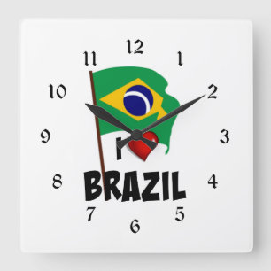 Horloge Carrée I Love Brazil