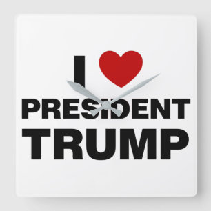 Horloge Carrée I Love Président Trump Heart