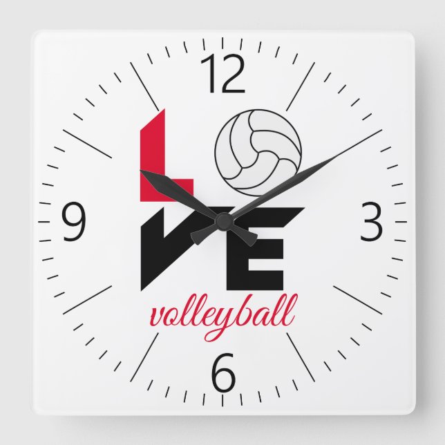 Horloge Carrée I Love volleyball (Recto)