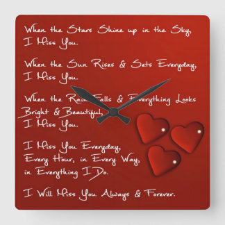 Horloge Carrée I Miss You Square Wall Clock