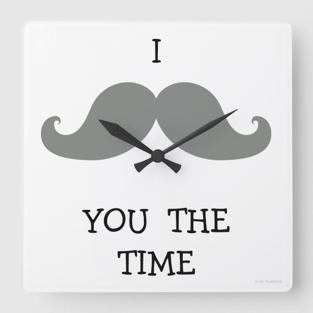Horloge Carrée I MUSTACHE YOU THE TIME CLOCK Grey (Recto)