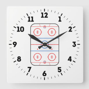 Horloge Carrée Ice Rink Diagram Hockey Game Decor on a