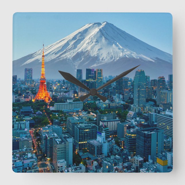 Horloge Carrée Ice & Snow | Mt. Fuji & Tokyo Skyline (Recto)