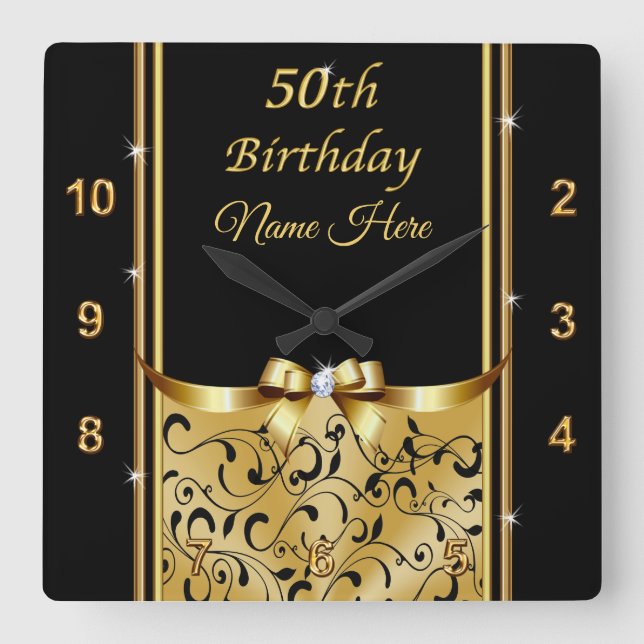 Horloge Carrée Idées cadeaux personnalisées pour les femmes du 50 (Recto)