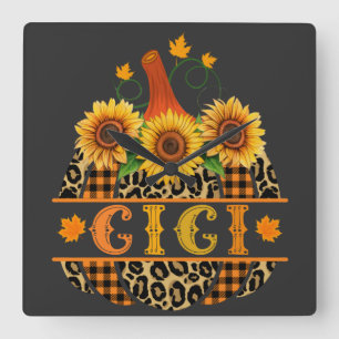 Horloge Carrée IGi Pumkin Leopard Print Sunflower Buffalo Plaid
