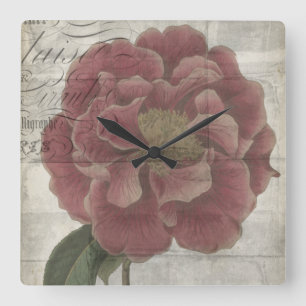Horloge Carrée III floral français