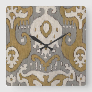 Horloge Carrée Ikat ocre II